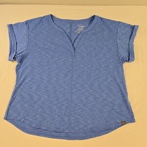L.L. Bean Women's Streamside T-Shirt XL Petite Blue Moisture Wicking Outdoor Gym